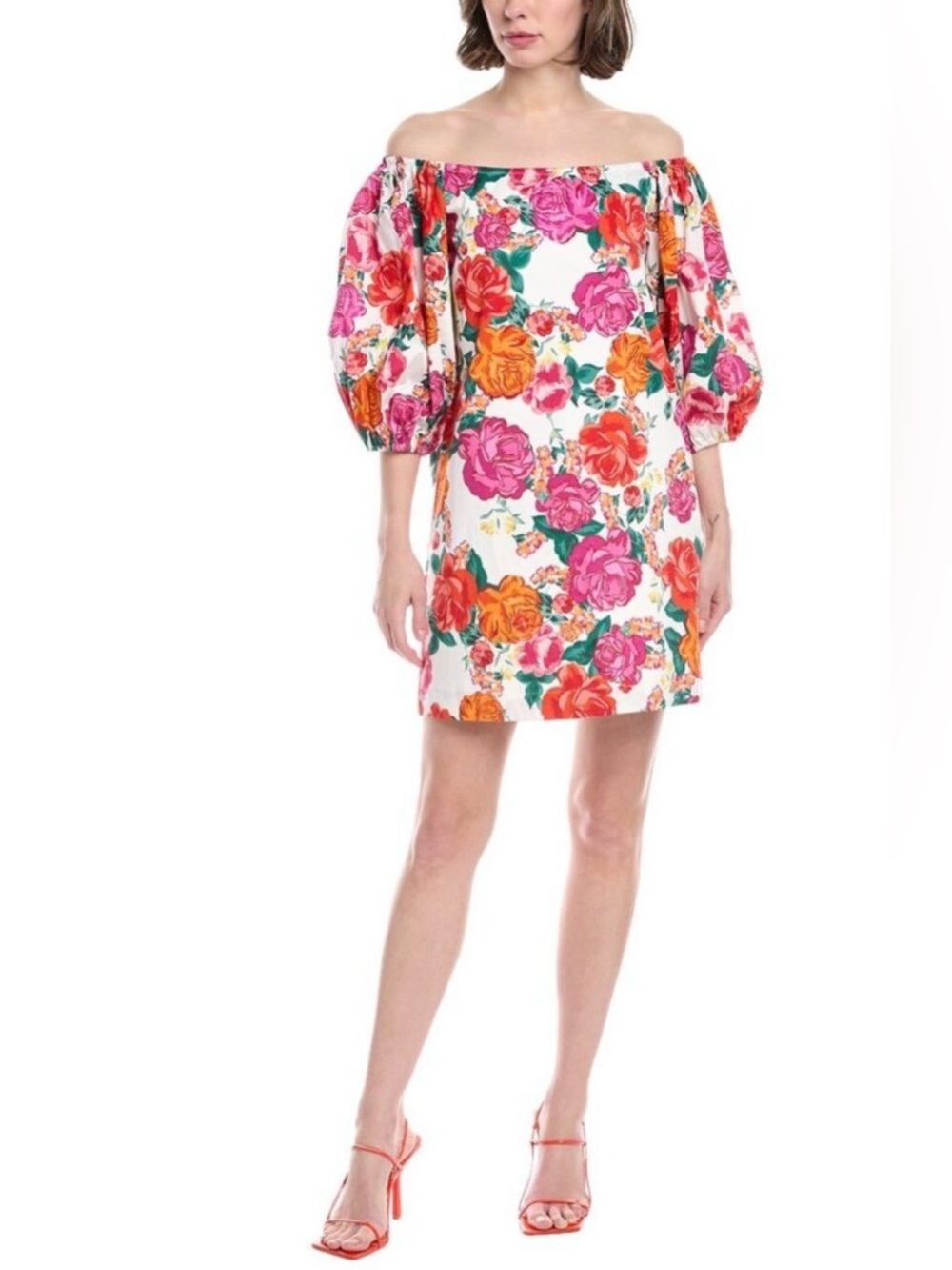 NWT Hermoza Off-Shoulder Floral Mini Felicity Dress in Rosa Romantica